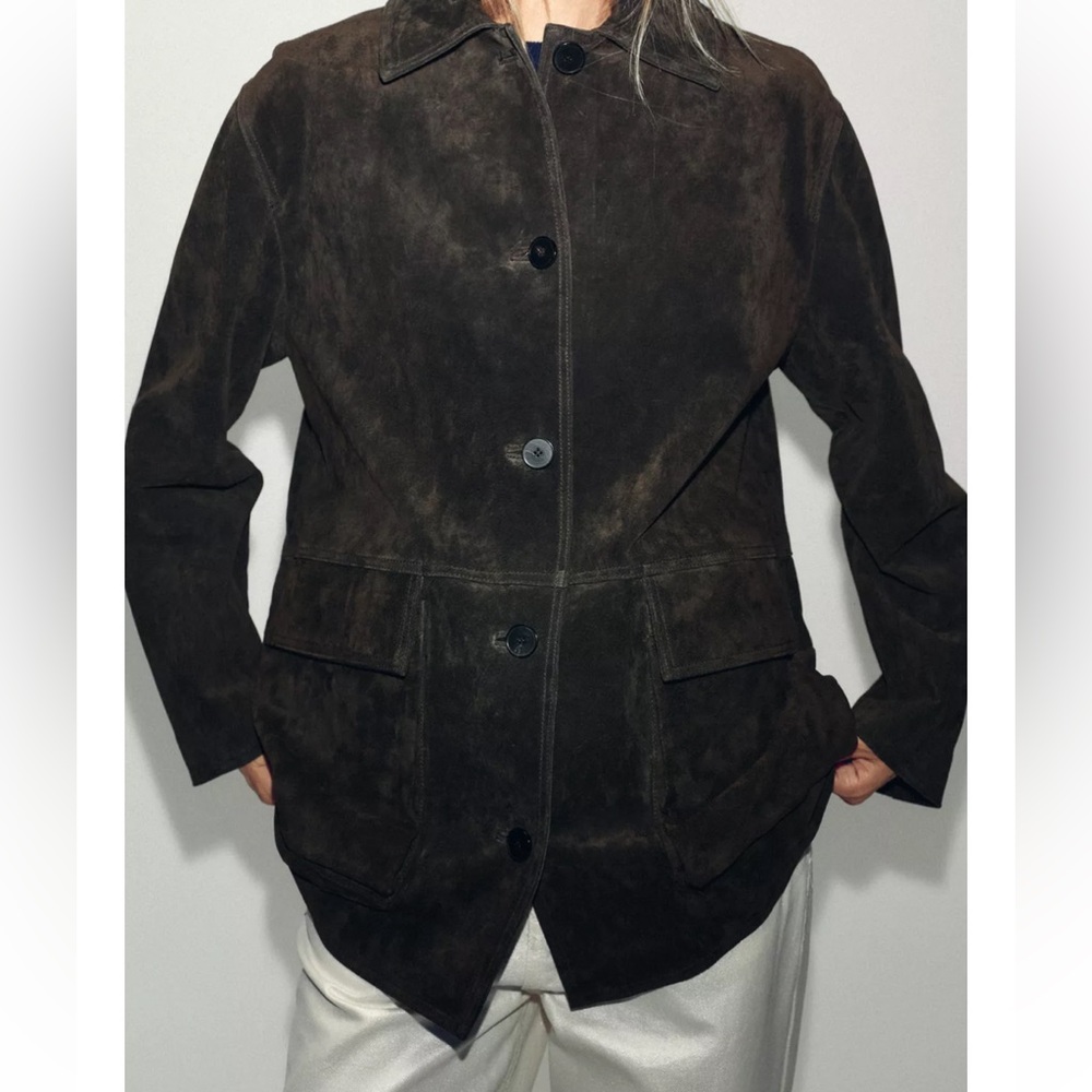 ZARA 100% SUEDE LEATHER JACKET NWT - Picture 7 of 16
